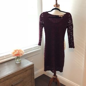 ✌🏼Maroon Lace Cocktail Mini Dress